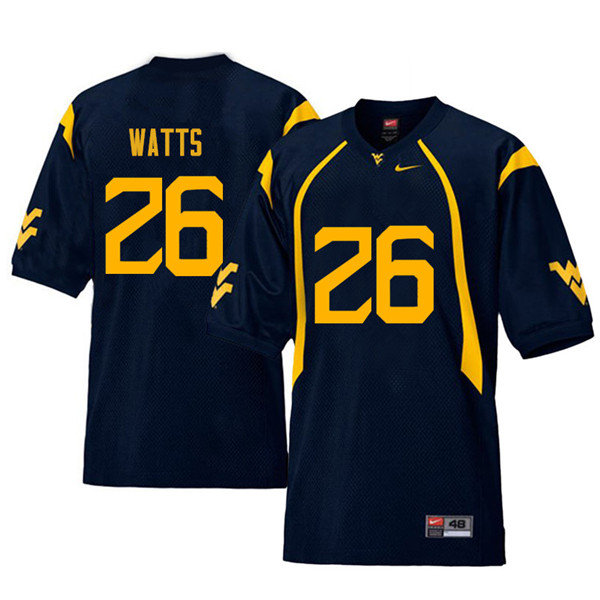 NCAA Men's Connor Watts West Virginia Mountaineers Navy #26 Nike Stitched Football College Retro Authentic Jersey WP23P01DT